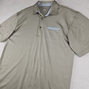 Frenchmans Reserve Oxford Performance Polo Golf Shirt Men M Gray Wicking Stretch